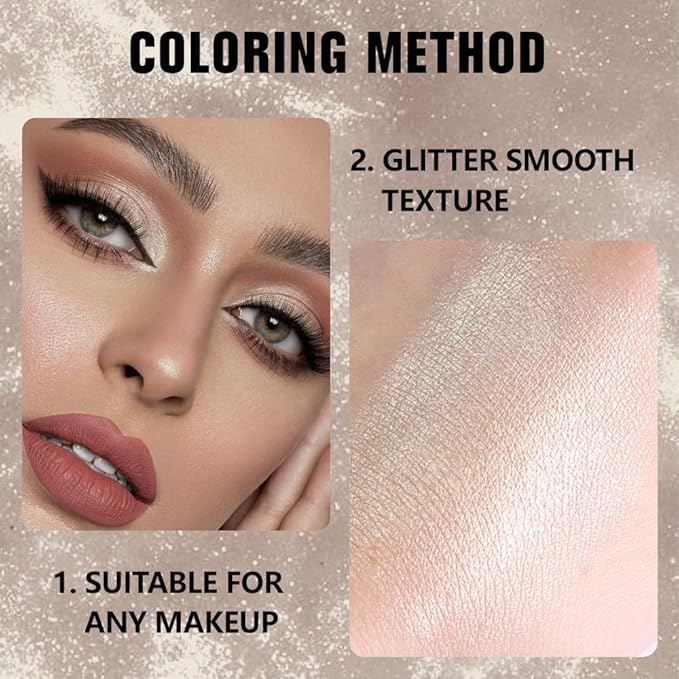 evpct Light Nude Brown Shimmer Single Eyeshadow Palette Makeup for Older Women, Iced Latte Glitter Sparkle Cream Eye Shadow Palette Brightener Makeup for Older Women, High Pigment Monochrome Eyeshadow