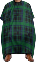 Full Coverage Professional Salon Cutting Barber Hairdressing Cape, Dyeing Salon Apron Green Scottish Tartan Plaid Check Hair Cutting Cloak for Hair Cutting Styling
