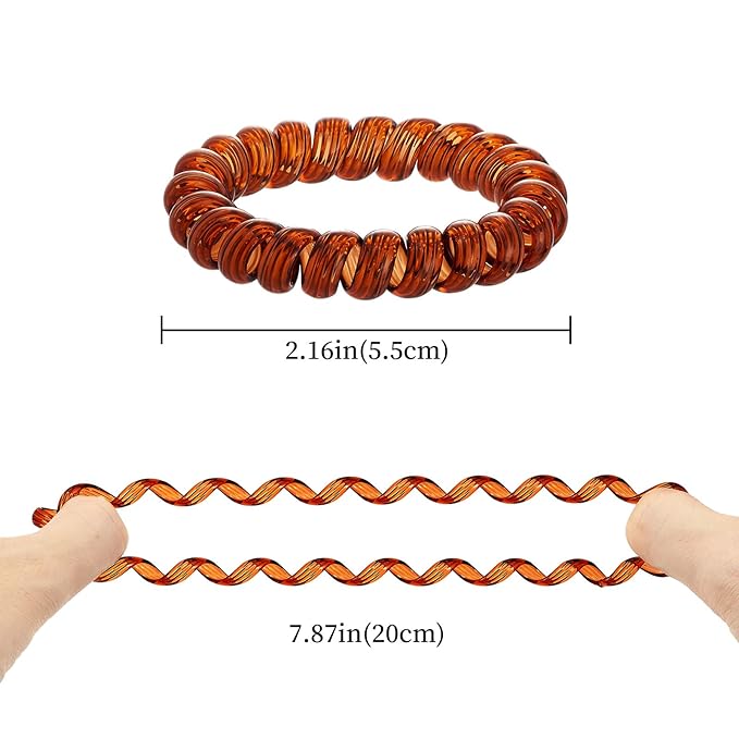Coil Hair Ties for Thick Ponytail Holder Women No Crease Hair Ties Phone Cord Hairties with Plastic Spiral(Colourful Style 2)