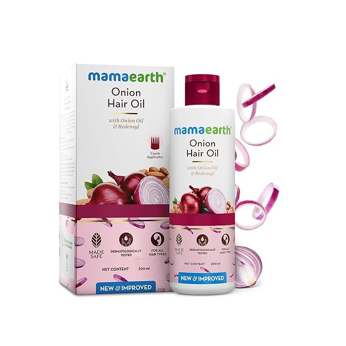 MAMAEARTH Onion Hair Oil with Onion Oil & Redensyl 6.76 Fl Oz (200ml)