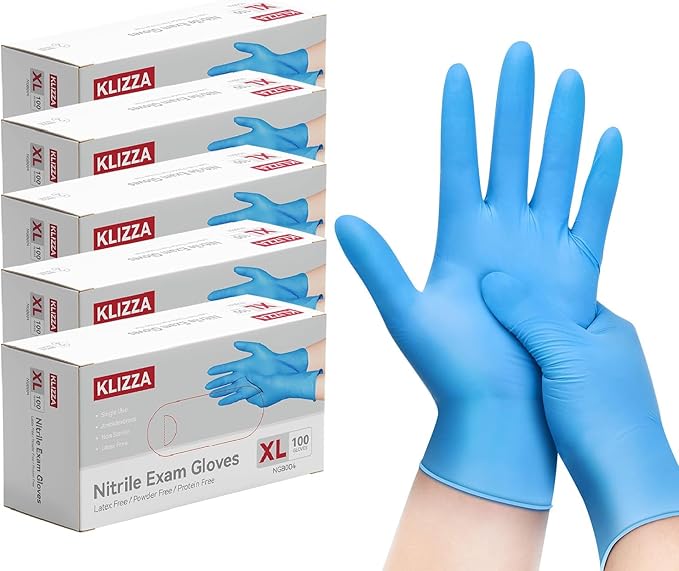 Blue Nitrile Gloves Disposable, Latex & Powder Free, Food Safe Gloves for Cooking Kitchen Cleaning Healthcare Salons