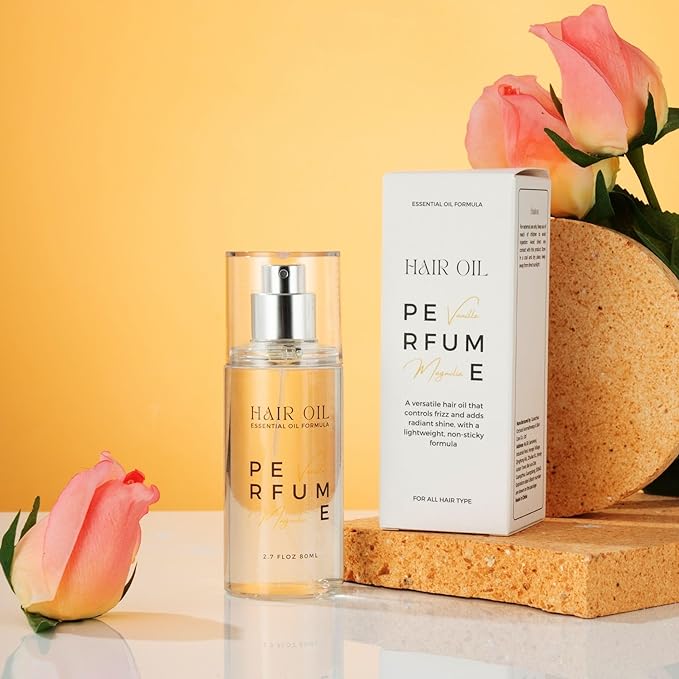 Hair Perfume Oil for Women (Vanilla Magnolia), Argan Oil Heat Protection Spray for Dry, Damaged, Firzzy Hair Care, Long Lasting Fragrance Mist with Keratin & Elastin for Nourishing & Smooth 2.7 fl oz