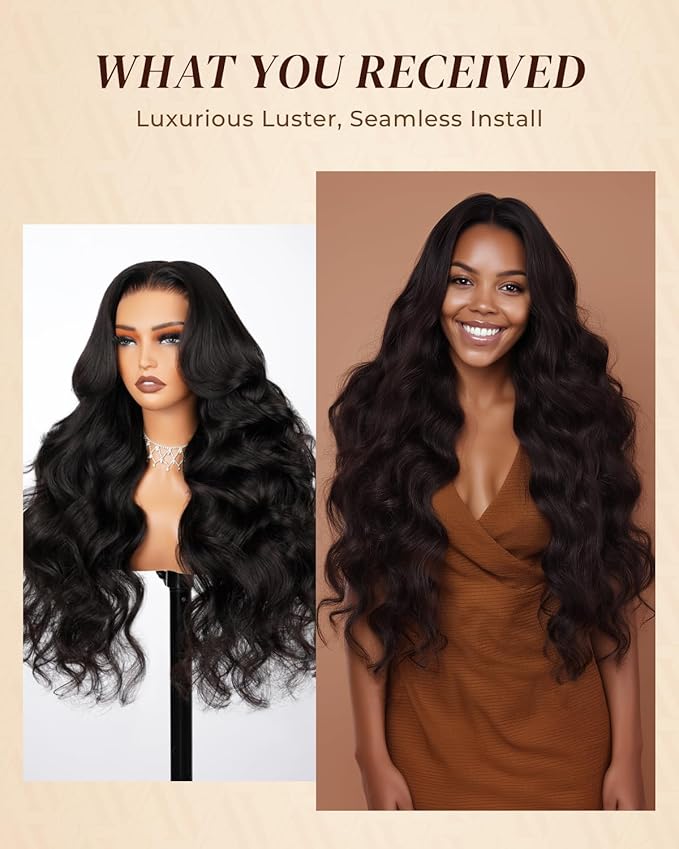 Arabella Hair 13x6 Lace Front Wigs Human Hair 210% Density Glueless Wig Human Hair 100% Body Wave Human Hair Wigs 12A Pre Plucked Pre-Bleached Pre-Cut Glueless Wig (18inch,13x6 body wave)