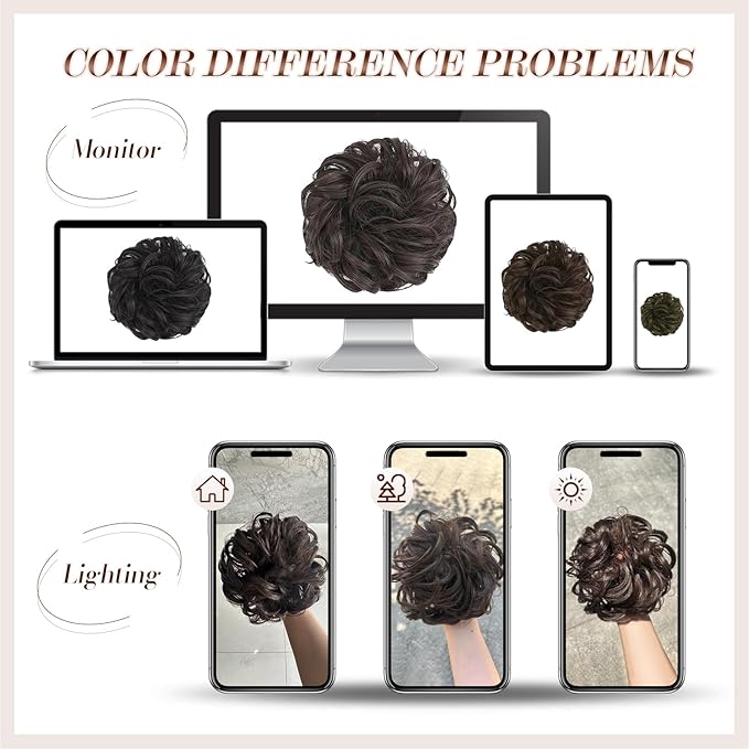 FESHFEN Messy Bun Hair Pieces - Large Wavy Curly Elastic Hair Bun Scrunchies Ponytail Extensions Synthetic Chignon Hairpieces for Women, Strawberry Blonde 1.94oz