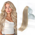 Sunny Hair Blonde Tape in Hair Extensions Human Hair Ash Blonde Highlight Bleach Blonde Hair Extensions Tape in 18 Inch Remy Tape in Txtensions for Women Wedding 20Pcs 50g