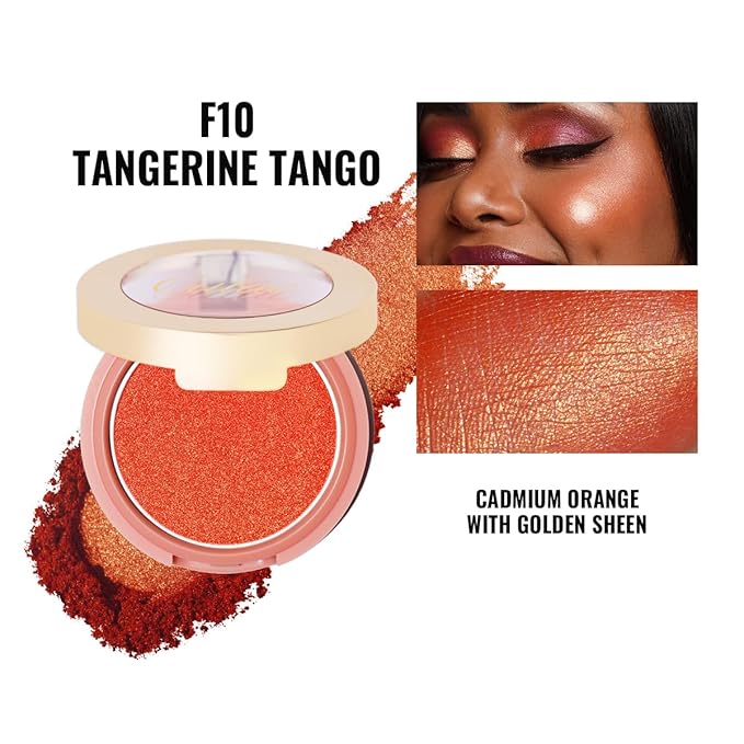 Oulac Luminisers Powdery Blusher for Cheeks Face Glow,Brighten Skin As Highlighter Makeup, Shimmer Blusher,Buildable and Vegan Cosmetics,4.8g F10 Tangerine Tango