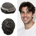 Toupee For Men Swiss Lace Hair System For Mens ToupeeL Human Hair Lace Hair Piece For Mens Toupee Hair Units 7X9#1B Off Black 120% Density