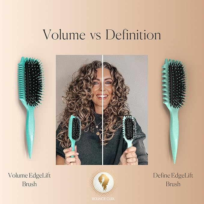Bounce Curl EdgeLift Brush Duo - Includes Teal Volume & Pink Define EdgeLift Brushes for Volumized and Defined Curls