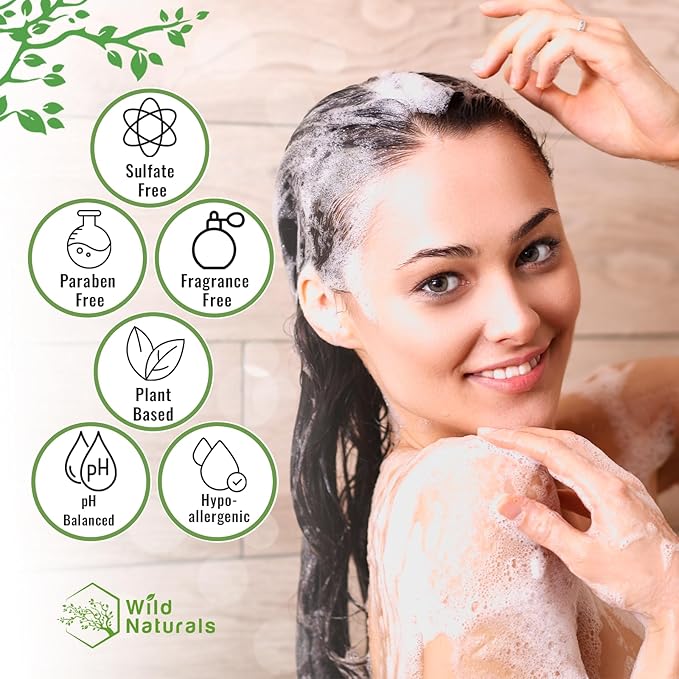 Wild Naturals Manuka Honey Shampoo for Eczema & Psoriasis – Hydrating Sulfate-Free with Aloe Vera & Coconut Oil – Moisturizing Shampoo for Dry, Itchy Scalp