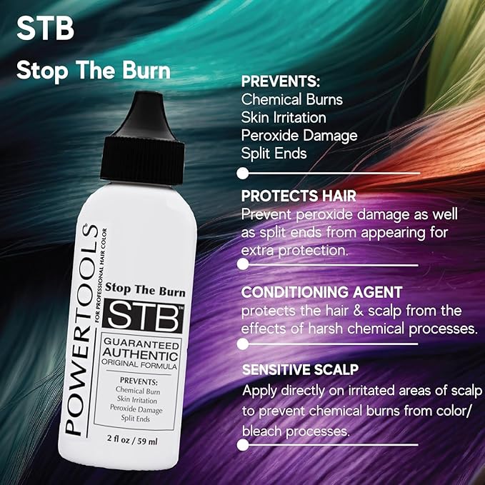 POWERTOOLS STB, The Original Stop The Burn 2 oz Pack of 3 | Mix Directly Into Hair Color Formula To Lessen Scalp Irritation From Hair Color