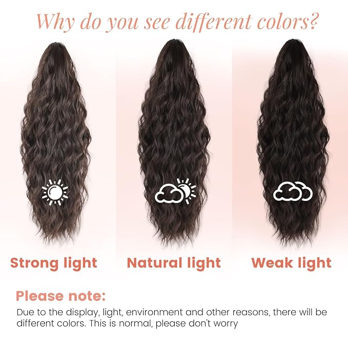 Claw Clip Ponytail Extension 18 Inch Curly Wavy Ponytail Extension Jaw Clip on Pony Tails Hairpiece for Women Fluffy Natural Synthetic for Daily Use (Dark Chocolate Brown)