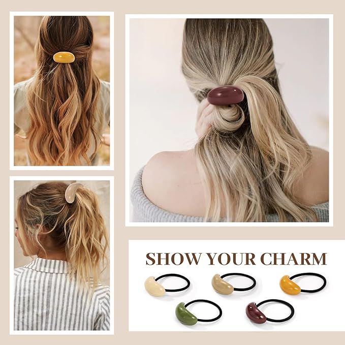 5PCS Hair Ties for Thick Hair, Elegant and Durable Geometric Design Hair Ties for Women, Hair Accessories Stretchy and Non-Damage Ponytail Holders