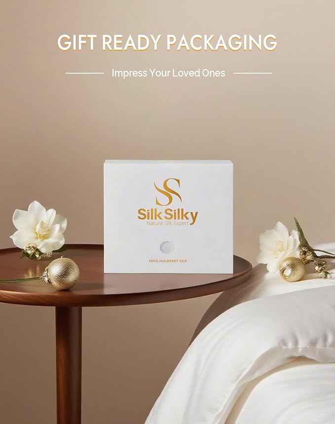 SilkSilky 100% Mulberry Silk Pillowcase - Pure 22 Momme High-Grade 6A Fibers for Hair & Skin, Envelope Closure, Natural, Organic, Breathable & Cooling Pillow Case (Queen, Black)