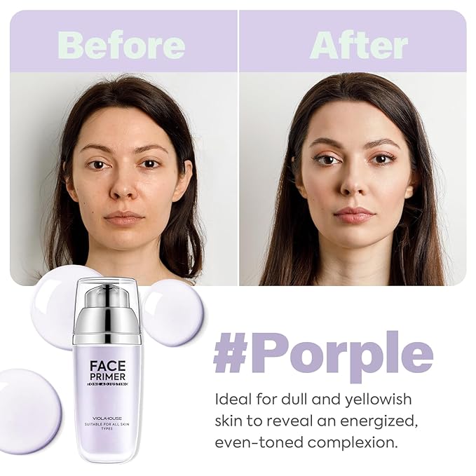 VIOLA HOUSE Face Primer, Tone Adjust Primer For Face Before Makeup-Refined, Bright And Smooth The Skin And Fills Fine Lines (Lavender Purple)