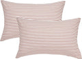 JELLYMONI 100% Natural Cotton Striped King Pillowcases Set, 2 Pack White and Pink Stripes Pattern Printed Pillow Covers with Envelope Closure(Pillows are not Included)
