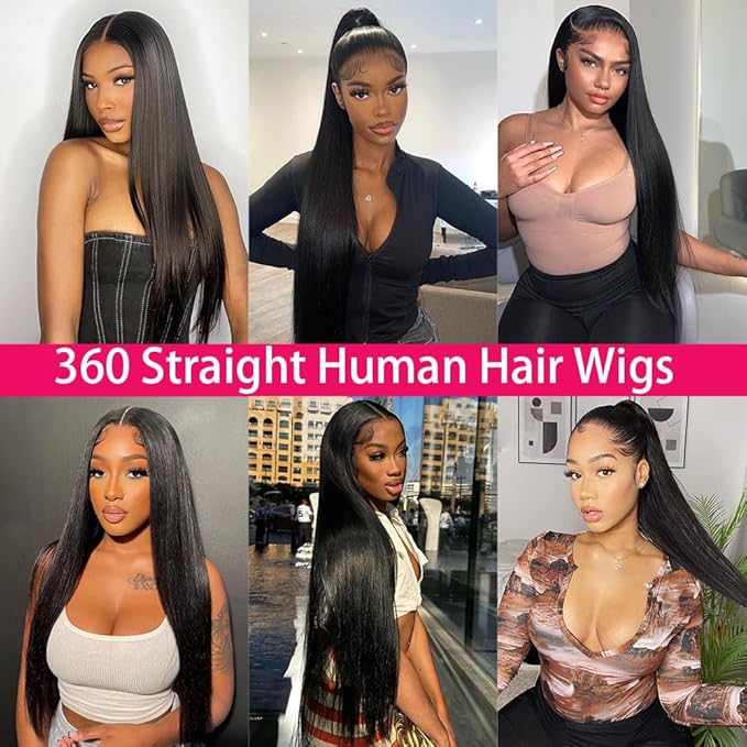 sdamey Straight 360 Lace Front Wigs Human Hair 360 Full Lace Frontal Wigs Human Hair Pre Plucked with Baby Hair Brazilian Virgin Hair Straight Wigs 360 HD Lace Front Wigs 250density(20 Inch)