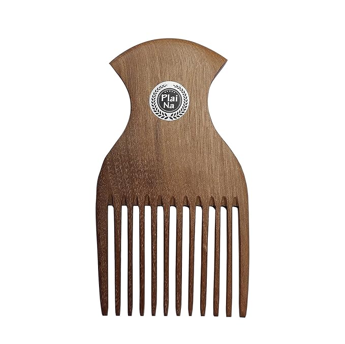 Plai Na Wooden Afro Pick Comb for Natural Black Hair - No Snags, No Static, No Tangle for Women and Men