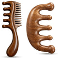 Wooden Scalp Massager Comb, Wide Tooth Comb, Scalp Massager Hair Growth with Scalp Massager and Wooden Scalp Massager Tool（Random shipment）