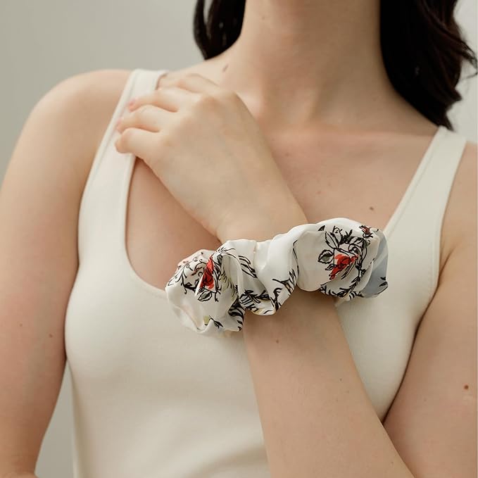 LILYSILK Silk Hair Scrunchies Ties for Frizz & Breakage Prevention 100% Mulberry No Damage Elastic Ponytail Holders, Libra