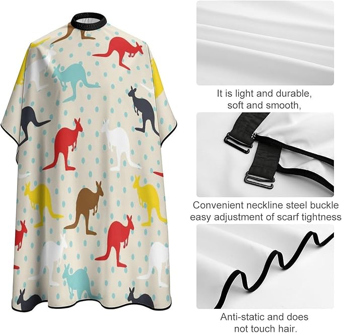 Men Women Adults Unique Kangaroo Australia Salon Haircut Capes, Lightweight Hairdressing Haircut Apron for Hairdressers, Profession Barbershop Supplies