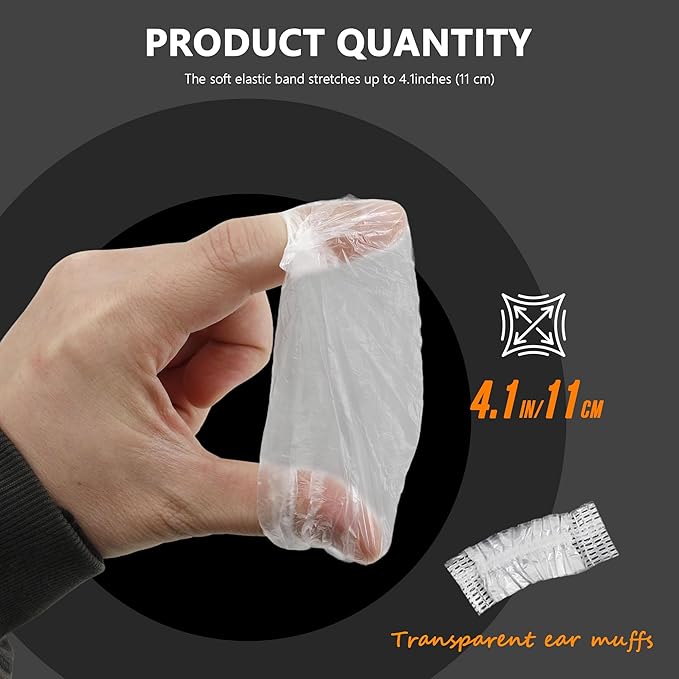 200Pcs Clear Disposable Ear Covers Waterproof Ear Covers Protectors for Hair Dye, Shower, Bathing Hair Dye Spa Salon Beauty Treatments