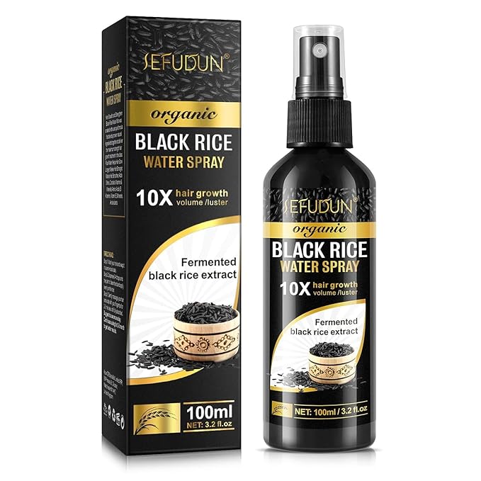 Organic Black Rice Water Spray for Hair Growth, with Castor Oil & Ginger Root Extract for Thicker, Fuller Hair, Helps in Hair Loss and helps Repair Damage 100ml/3.2 fl. Oz (1 PC) - ActivePur