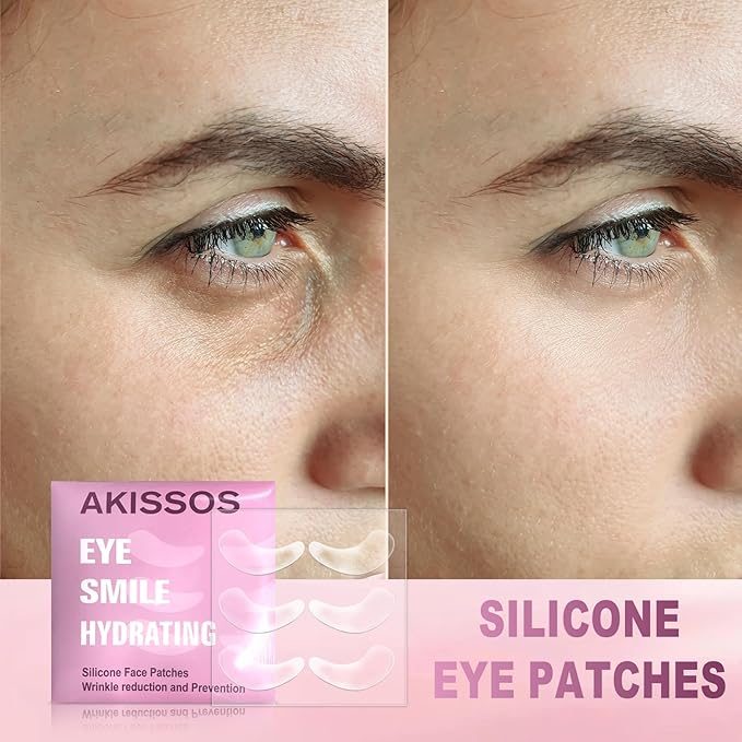 Under Eye Patches 6 PCS Silicone Reusable Eye Patches for Wrinkle, Puffiness Eyes, Dark Circles - Overnight Skin Facial Moisturizing Treatment for All Skin - Hypoallergenic Smile Line Pads