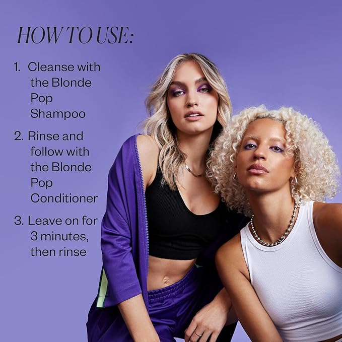 IGK Blonde Pop Shampoo + Conditioner Set | Purple Toning + Brighten + Neutralize Brass | Vegan + Cruelty Free | 8 oz (Set of 2)
