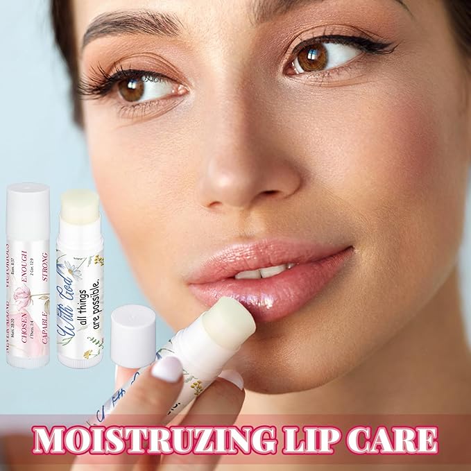 50 Pack Lip Balm Religious for Women Lip Balm with Scripture Bulk Sticks Christian Lip Balms Gifts Faith Bible Verse Scripture Inspirational Gift Party Favors Coworkers 10 Styles Floral
