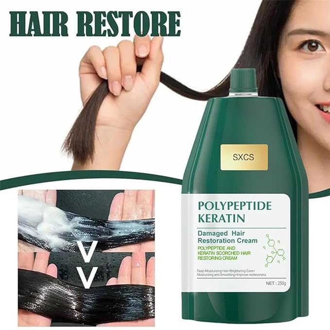 Polypeptide Keratin Hair Mask for Damaged Hair - Keratin Hair Treatment, Deep Conditioning Hair Mask for Dry Damaged Hair and Growth, Hydrating & Repairing, Mascarilla Para El Cabello (1 PC)