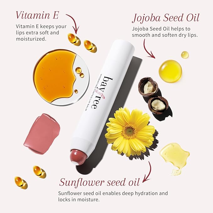 Tinted Lip Balm Plumper, Glossy, Pump Lips, Lightweight, Moisturize & Tint with Jojoba Seed Oil, Vegan Lip Balm Lip Care Present, Tang Peony