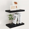 Fun Memories Black Floating Shelves 16 Inch Long, 9 Inch Deep Wall Shelf for Bathroom, 16 x 9 Floating Shelf for Living Room, Bedroom, Kitchen, Rustic Wood Shelves for Wall, Set of 2
