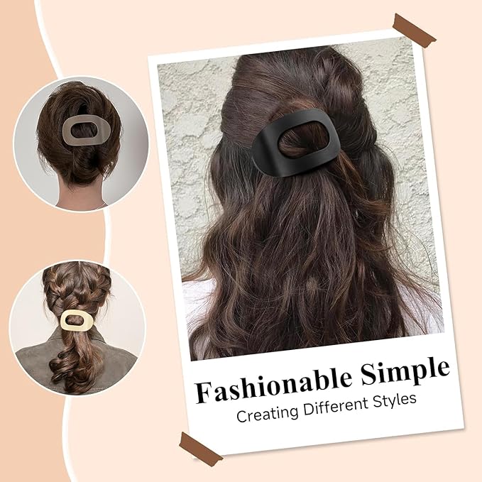 Flat Hair Claw Clips for Women,Matte Medium Hair Clips for Thick & Thin Hair- Comfortable Everyday Use for Office, Yoga, Party & Casual Styling (4PCS A)