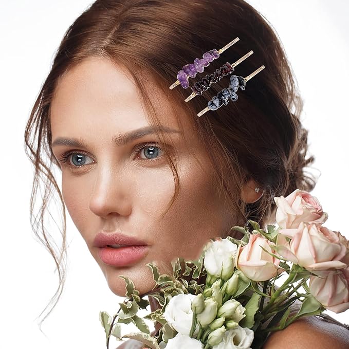 Crystal Hair Pins Gemstone Jeweled Bobby Pin Decorative Hair Accessories for Women Colorful Hairpins Set of 15