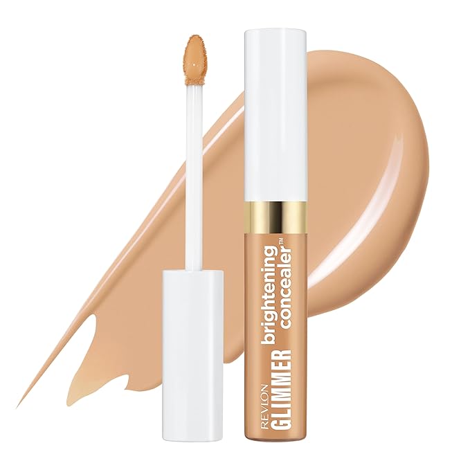 Revlon Glimmer Brightening Concealer, Liquid Under Eye Makeup, Made with Caffeine, Vitamin C, & Stevioside, 145, 0.3 fl oz