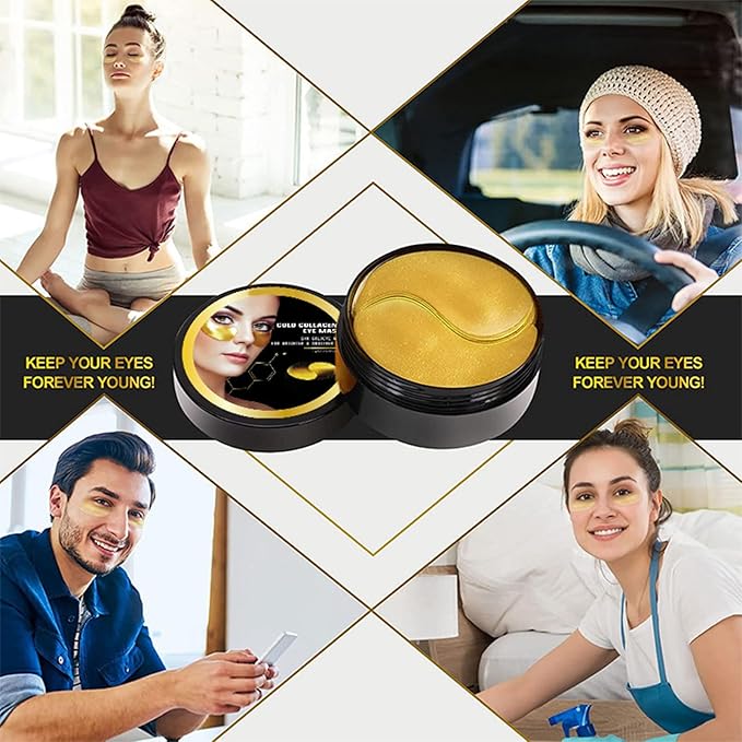 Under Eye Patches, 24K Gold Collagen Eye Mask for Puffy Eyes and Dark Circles Treatment, Under Eye Mask for Bags and Wrinkles, Eye Skin Care Pads for Beauty & Personal Care (60Pcs)