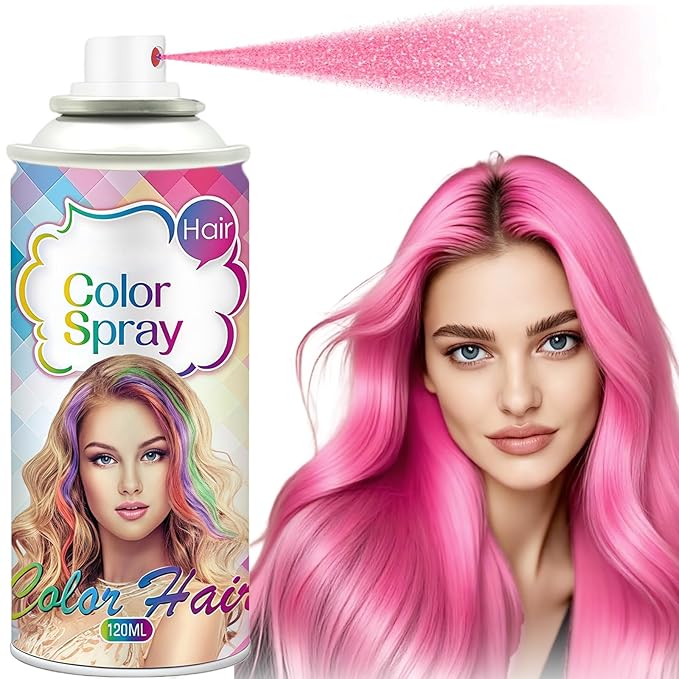 Pink Hair Spray, Temporary Hair Color Spray for Kids Women Men, Pink Hair Wax Dye, Temporary Hair Dye, Washable & Non-Sticky Hair Color Dye Pomades Natural Hair Dye for Party,Holloween,Cosplay(Pink)