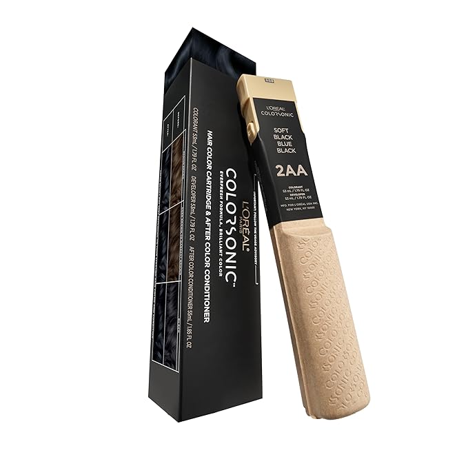 L'Oreal Paris Colorsonic Permanent Hair Dye Cartridge, Vibrant Hair Color for Root Touch Up, Gray Coverage or All Over Color in just 5 Minutes, 2AA Soft Blue Black (Coloring Device Sold Separately)