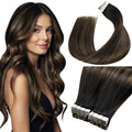 LaaVoo Tape in Hair Extensions Human Hair Balayage Dark Brown to Light Brown Hair Extensions Tape in Real Human Hair Tape on Hair Extension for Women 20 inch 100g 40pcs