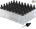 48 Pack,1oz Glass Dropper Bottle, Clear Tincture Bottles with Dropper, Pretty Finish for All Kinds of Liquids,Oil Bottles for Hair- Stronger Suction ideal for Leakproof Travel