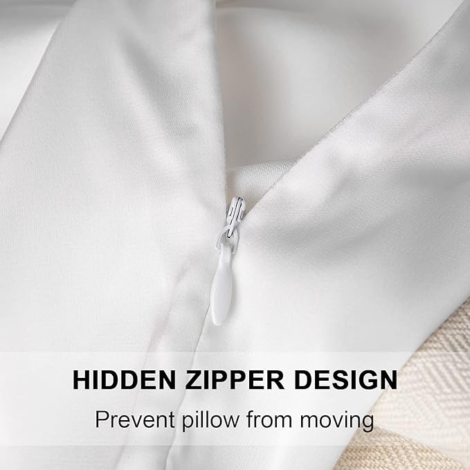 Mulberry Silk Pillowcase for Hair and Skin,Queen Size Cooling Silk Pillow Case with Hidden Zipper,Allergen Proof Dual Sides Soft Breathable Smooth Silk Pillow Cover for Women(Queen,White)