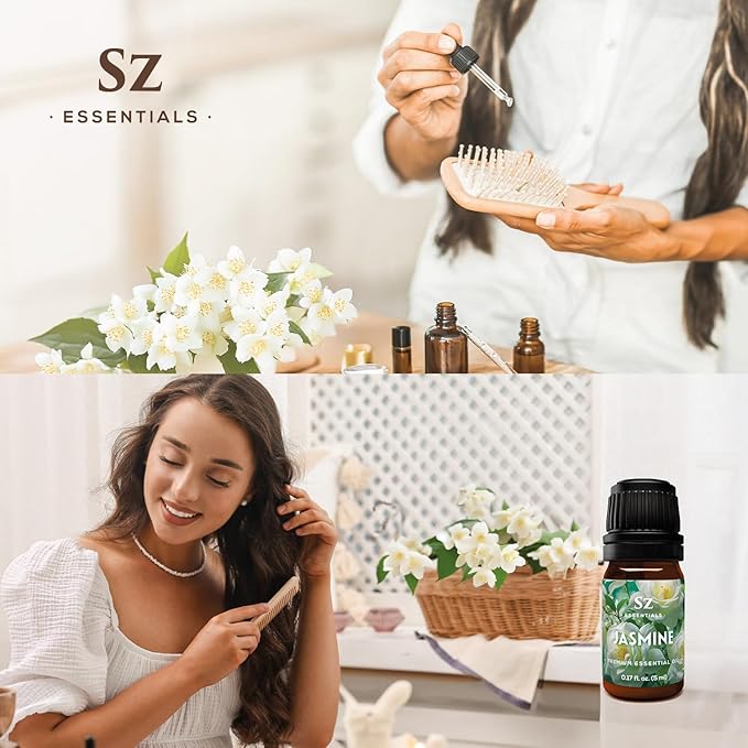 Jasmine Absolute Essential Oil – 100% Pure & Undiluted – 4 Jasminum Species – Divine Floral & Exotic Scent! – Aromatherapy & Natural Perfumery - Therapeutic Grade & Vegan – 0.17oz (5mL)