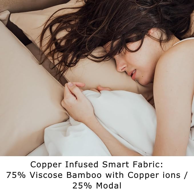Anti Acne Pillowcase - King Size 20"x36" with Zipper, Premium 75% Viscose Derived from Bamboo, 25% Modal Blend, Beige, 1 Piece - Cooling Silky Satin Pillow Case - Oeko-TEX Certified