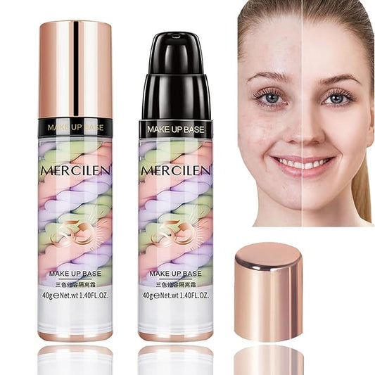 Primer Face Makeup Base, 3 In 1 Isolation Cream Color Corrector, Makeup Primer Skin Tone Correcting and Brightening Primer, Oil Control Moisturizing Face Primer to Hide Wrinkles and Fine Lines