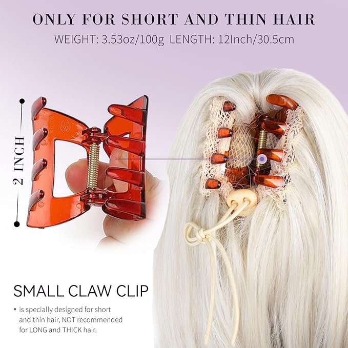 Claw Clip Ponytail Extension - 12 Inch Curly Ponytail Extension, Wavy Pony Tails Hair Extensions, Synthetic Hair Extensions Ponytail, Clip On Ponytails for Women (Color: Platinum Blonde)