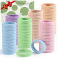 100 Pcs Thick Seamless Hair Ties, Ponytail Holders Hair Accessories No Damage for Thick Hair Christmas Gift(Candy Colors)