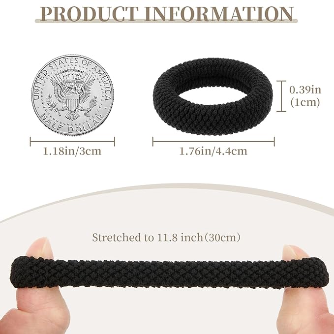 10 Pcs No Damage Hair Ties Thick Hair Elastic Rubber Bands Hair Accessories Scrunchies Seamless for Women