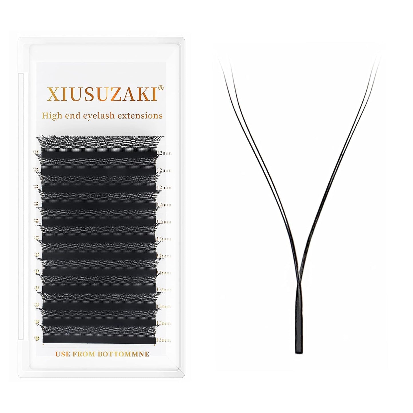 YY Lash Extensions Supplies Y Eyelash Extensions 0.05mm Thickness D Curl 13mm Premade Fans 4D Russian Volume Matte Black 12 Rows Crisscross Eye Lashes(YY-0.05-D,13mm)