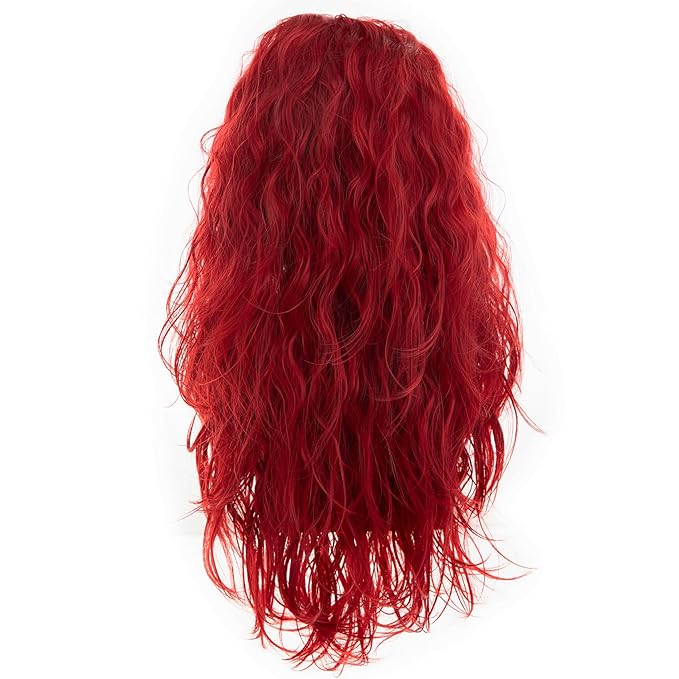 Baruisi Long Curly Wavy Red Wigs for Men Synthetic Natural Party Halloween Cosplay Hair Wig