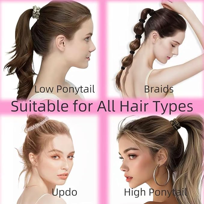 10 Pcs Small Satin Hair Ties No Damage for Women Girls Thick Thin Hair, Small Satin Scrunchies Hair Ties Skinny Hair Elastic Bands Ponytail Holder for Women Hair Accessories (Colorful)